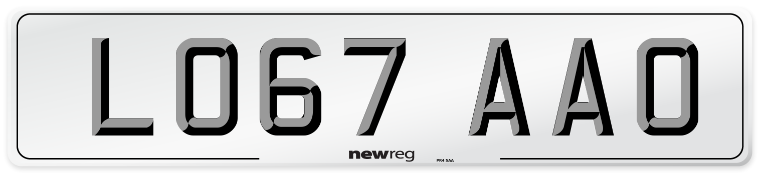 LO67 AAO Number Plate from New Reg